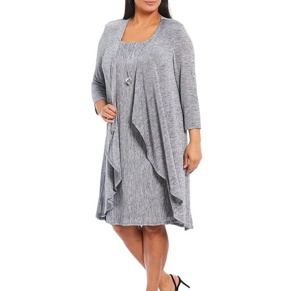 r & m richards beaded dress & flyaway jacket Beaded Slip Chiffon Jacket Dress – R&M Richards main image 0